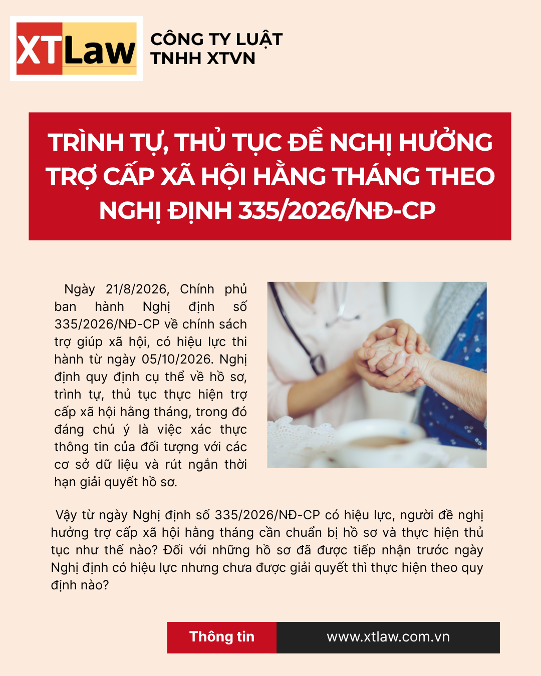 TRÌNH TỰ, THỦ TỤC ĐỀ NGHỊ HƯỞNG TRỢ CẤP XÃ HỘI HẰNG THÁNG  THEO NGHỊ ĐỊNH 335/2026/NĐ-CP