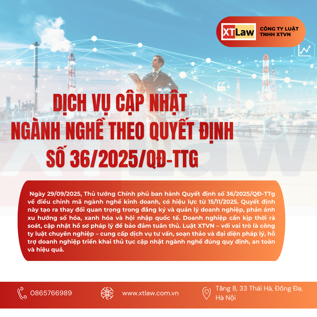 DỊCH VỤ CẬP NHẬT NGÀNH NGHỀ THEO QUYẾT ĐỊNH SỐ 36/2025/QĐ-TTG