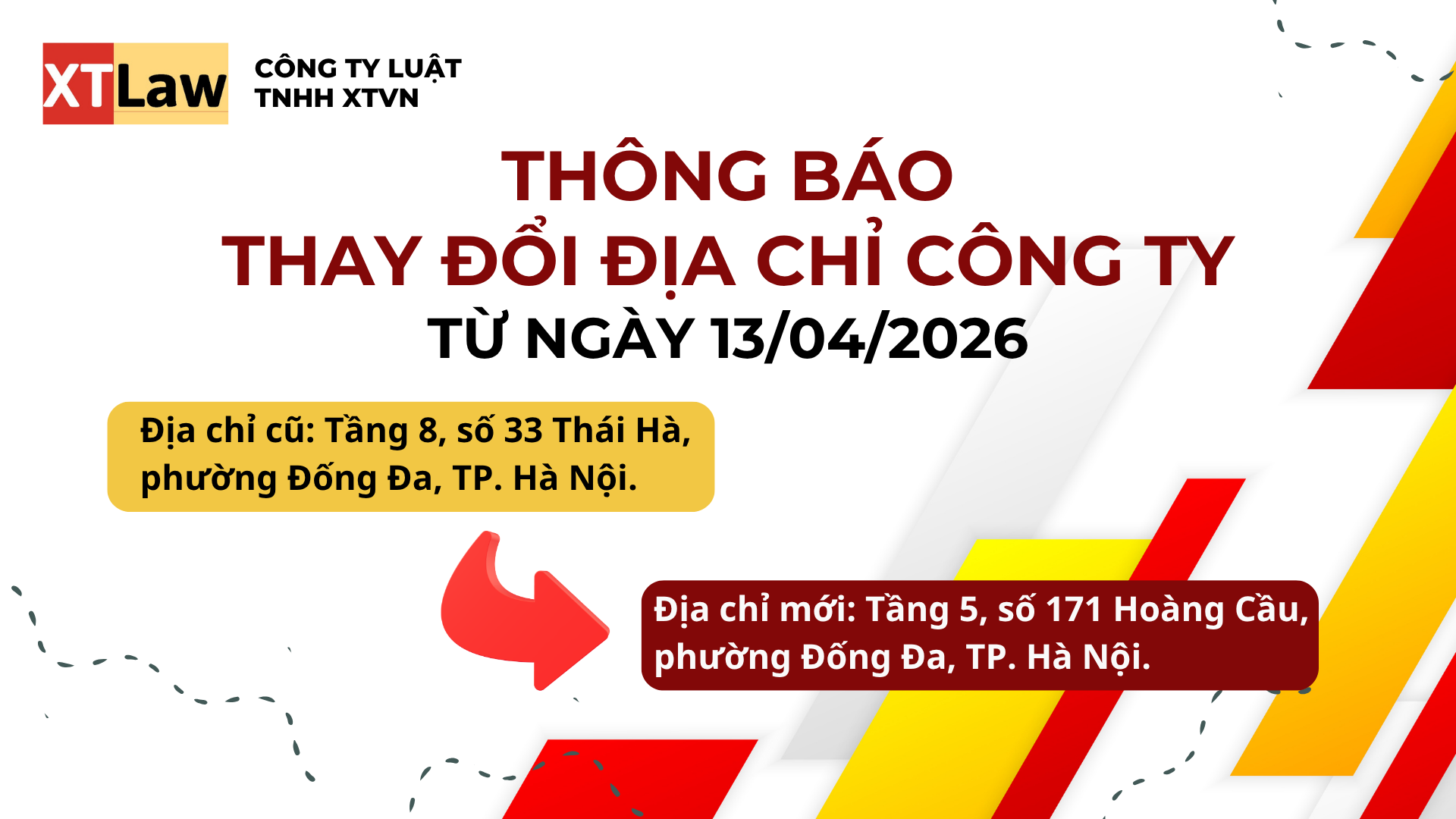 THÔNG BÁO VỀ VIỆC THAY ĐỔI ĐỊA CHỈ CÔNG TY