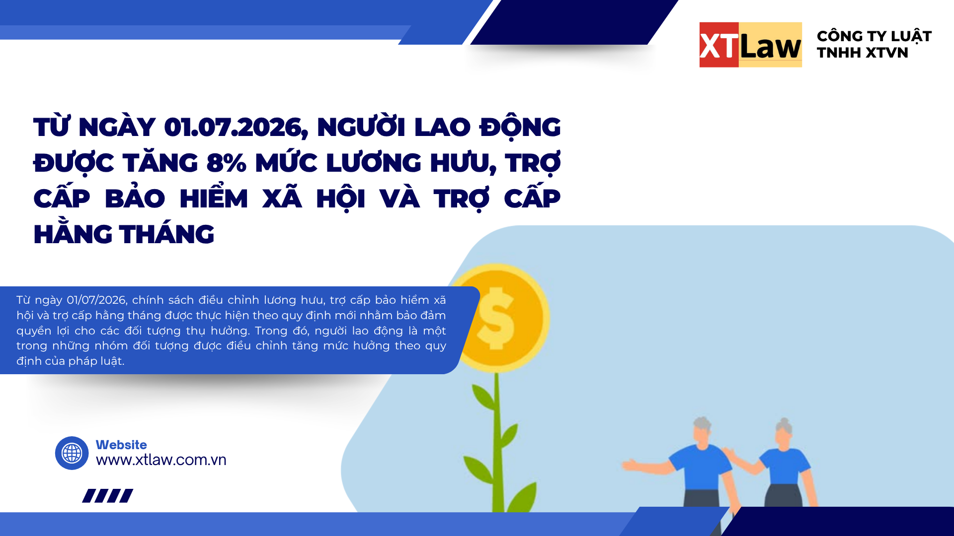 TỪ NGÀY 01.07.2026, NGƯỜI LAO ĐỘNG ĐƯỢC TĂNG 8% MỨC LƯƠNG HƯU, TRỢ CẤP BẢO HIỂM XÃ HỘI VÀ TRỢ CẤP HẰNG THÁNG